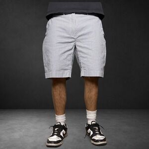 Polo Ralph Lauren Seersucker Shorts Blue White Striped Mens Size 36 Retro Preppy